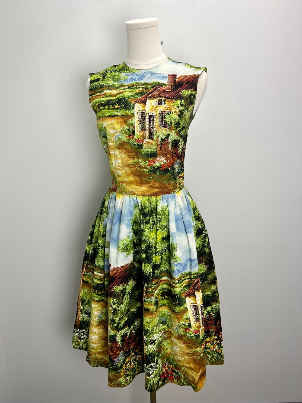 Bernie Dexter Osterly Country Cottage Printed Dress Vintage Style Retro XS